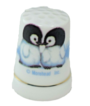 Morehead Inc Penguin Couple Souvenir Porcelain Thimble Collectible Home ... - $6.44