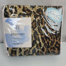 Nick & Nora Wamsutta Jersey Knit Twin Sheet Set Cotton Jungle Jim Leopard NEW - $79.19
