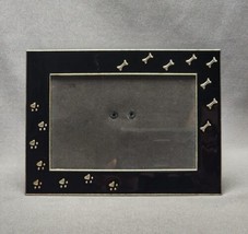 Vintage Dog Puppy Paw Prints 4x6 Photo Picture Frame Black Enamel Free S... - $21.78