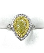 GIA Certified 2.04 TCW Natural Fancy Yellow Pear Diamond Ring 18k White ... - £5,397.30 GBP