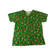 Scrubtime Womens Size XL Short Sleeve Scrub Top Shirt Christmas Santa St... - £12.44 GBP