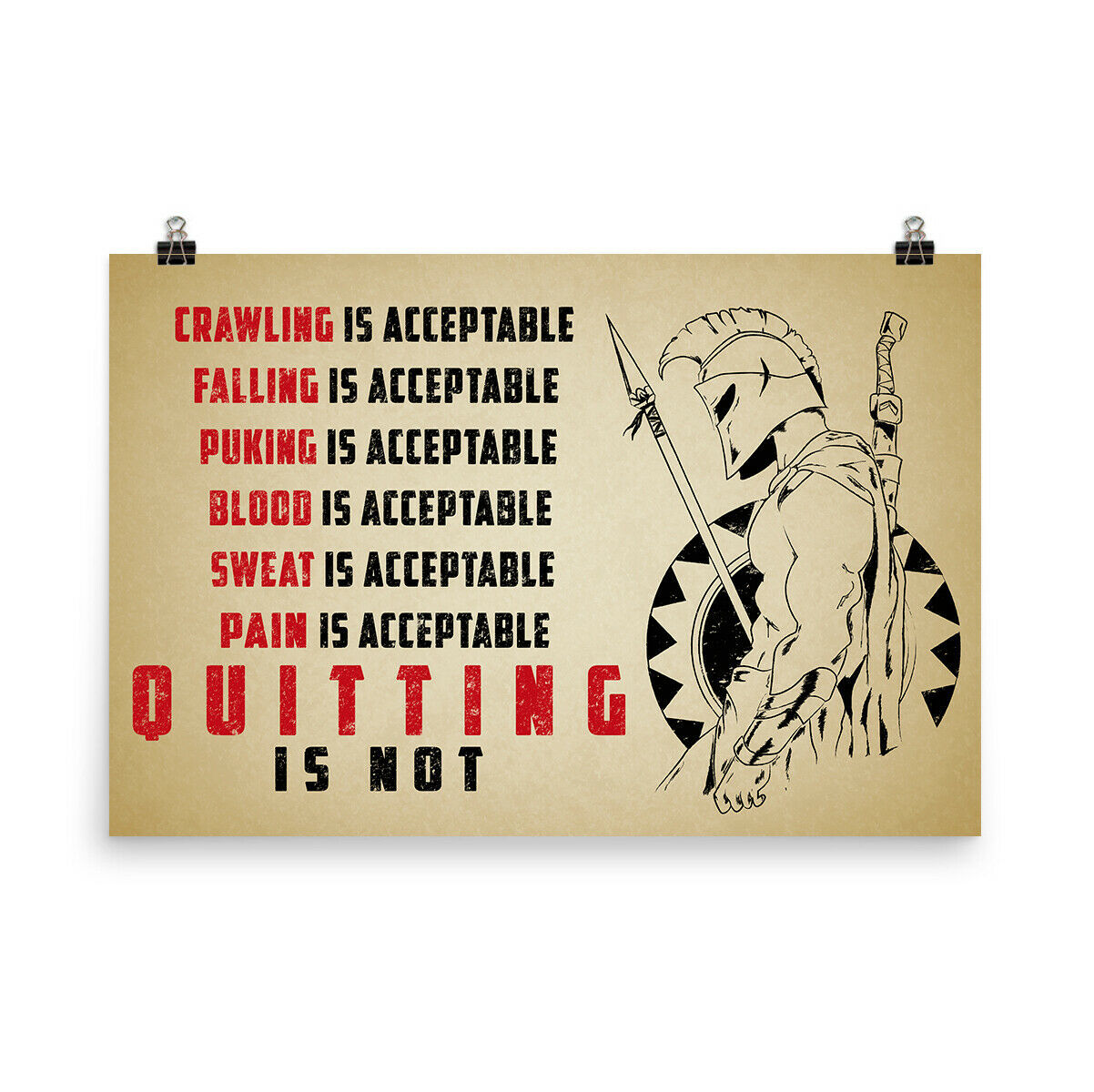 Spartan Warrior Poster Motivational Inspiration Quotes Poster Quiting is NOT