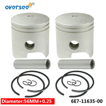 2PCS 6E7-11635 Oversize(025) Piston &amp;Ring For Yamaha Outboard 2T 9.9 15H... - $68.00