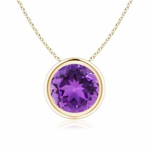 Authenticity Guarantee 
Angara Natural 8mm Amethyst Solitaire Pendant Necklac... - £410.91 GBP