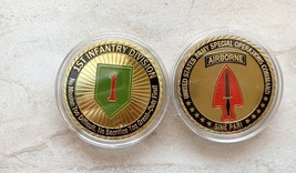 LOT Of 2 Coins 1st &amp; 25th Infantry Division Airborne Challenge US Army - £19.95 GBP