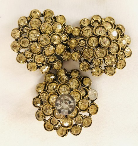 3 VINTAGE DOMED RHINESTONE SUIT BUTTONS - 1.5&quot; ACROSS - $29.59