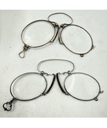 Antique Eyeglasses Spectacles Set of 2x, One Gold, One Silver Folding Pi... - $3,620.10 MXN