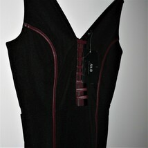 WOMEN&#39;S ALT.B DRESS ~ NWT ~ SZ M ~ CUTOUT BODYCON ~ BLACK with BURGUNDY ... - $19.79