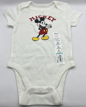 Disney Mickey Mouse Newborn Baby Graphic Short Sleeve Bodysuit Jumping Beans 6M - £7.91 GBP