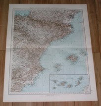 1927 Map Of Eastern Spain Barcelona Majorca Mallorca Ibiza Canary Islands - £23.75 GBP