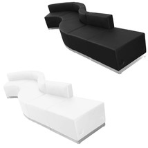 Black White Leather* 5 Pc Wave Sectional Reception Conference Office Mal... - $3,399.89