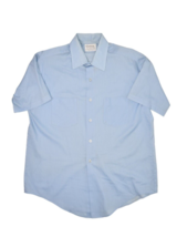 Vintage 80s Van Heusen Shirt Mens 16 Blue Century Short Sleeve Button Up - $25.98
