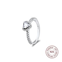 Fandola Sparkling Heart Ring femme 925 Sterling Silver Clear CZ Wedding Rings fo - £19.43 GBP