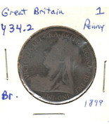 Great Britain 1 Penny, 1899, Bronze, KM34.2, Queen Victoria - £1.17 GBP