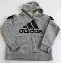 Adidas Hoodie Boys Youth Medium 10/12 Black Gray Pullover Sweatshirt Long Sleeve - £11.19 GBP