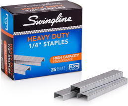 Staples, Heavy Duty, 1/4" Length, 25 Sheet Capacity, 100/Strip, 5000/Box... - $14.77
