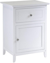 End Table Bedside Storage Nightstand Cabinet Drawers Wood Accent White B... - £64.82 GBP