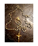 Gorgeous~Black And Gold Cross VTG Rosary - £16.28 GBP