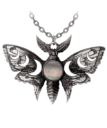 Alchemy Gothic Lunar Actias Moth Pendant Crescent Moons Pagan Necklace G... - $62.95