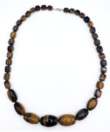 AIL Aluma USA 925 Chunky Graduated Tiger’s Eye Necklace 30 in - £58.38 GBP