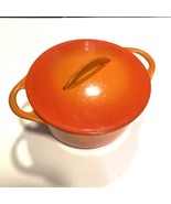 VIntage Andre Cousances (Le Creuset) Orange Flame #18 Small Cast Iron Du... - £34.80 GBP