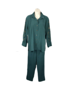 BonWorth Vintage Button Up Top &amp; Pants Outfit Set ~ Sz XSP ~Green ~Elast... - $23.39