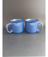 Pair Blue Speckled Stoneware Mugs Marlboro Unlimited Coffee Tea Cup Soup - $14.80