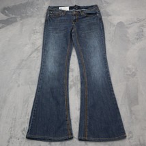Earl Jean Pants Womens 5 Blue Flared Low Rise Button Zip Pocket Dark Wash Denim - £23.28 GBP