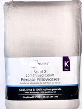 Mainstays Percale Pillowcase Set, 200 Thread Ct, King Size, Grey Pumice - $241.38 MXN