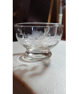 Vintage Clear Etched Flower Glass Sherbert Dessert Footed Dish - $5.41 CAD