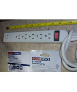3 ft Cord 6 Outlet POWER STRIP White ac extension grounded Plug Work Choice - $16.70