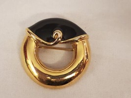 Vintage MCM Joseph Cleary Gold and Black Brooch - £15.99 GBP