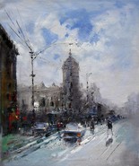 20x24 inches Street  stretched Oil Painting Canvas Art Wall Decor modern055 - $97.11 CAD