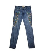 Sandrine Rose Jeans Womens Size 28 Snake Embroidery Mid Rise Blue Denim ... - $35.17 CAD