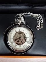 Stuhrling 6053 33113 Vintage Stainless Steel Mechanical Silver Mens Pocket Watch image 3