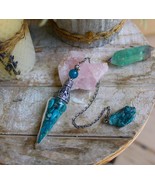 Pretty Blue Apatite Pendulum with Large Raw Blue Apatite Stone  ~ Manife... - $1,196.02 MXN