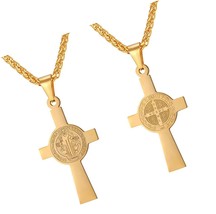 Saint Benedict Medal Necklace 18K Gold or 316L Stainless - $72.98 CAD
