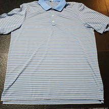 Adidas Blue Gray Striped Golf Polo Shirt Short Sleeve Collared Mens Size XL - $10.00