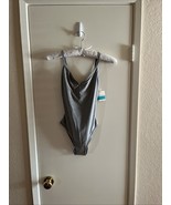 NWT LIZ CLAIBORNE One Piece Swimsuit Gray Sz 8 Shelf Bra Unpadded No Wir... - $912.58 MXN