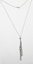 18k white gold bead drop necklace #B6 - £485.91 GBP