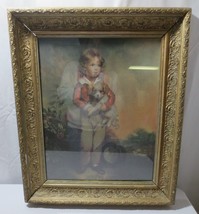 Antique Wood Gilt Gesso Frame Art Noveau W/ Master Simpson Lithograph Vintage - £319.74 GBP
