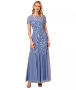 ADRIANNA PAPELL Women&#39;s Floral-Design Embellished Gown French Blue Size ... - $197.01