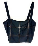 Leith Black Plaid Crop Top Tank Top Medium - $6.07 CAD