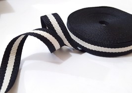 3/8" 1cm width -5y-20yds Black with Gray Stripe Grosgrain Ribbon Poly Tape GR19 - $5.99+