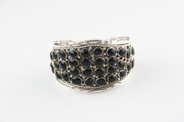 Amazing Vintage Navajo Silver and Onyx Cuff Bracelet - £729.00 GBP