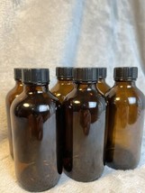 (6) Brown Glass Bottles w/lids Pharmaceutical Apothecary 4.25&quot; tall .75&quot; mouth - $9.62