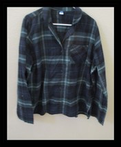 Old Navy Mens Size XLarge Blue Green Plaid Flannel Button Front Pajama Top - $6.72