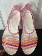 Crocs Iconic Comfort Casual Womens 8 Sandal Pink  Rubber Slip On Open Toe Flats - $23.33