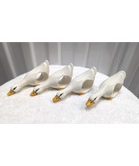 VTG Artisan Duck Goose Geese Swan Napkin Holders 4 Rings Set Ceramic Por... - £17.35 GBP