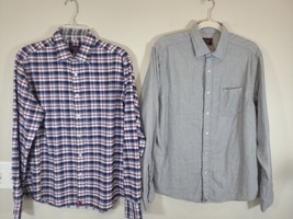 Untuckit Medium Shirts Lot 2 Blue Plaid Kaesler Flannel Grey Valadige  - £24.80 GBP